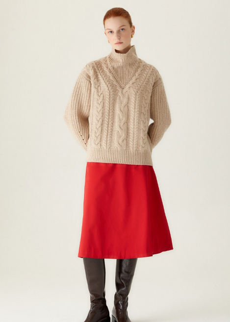 [닥스] 베이지 짜임패턴 울캐시미어혼방 니트 DLSW2D103I2