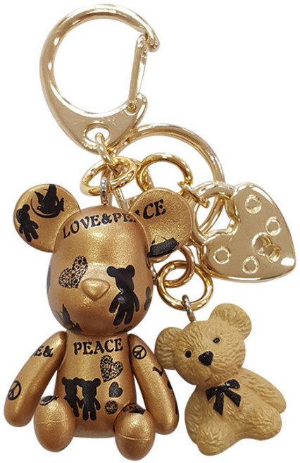 정품 포포베 키링 열쇠고리 자동차 키홀더 가방인형키링 백꾸, 골드러브앤피스, 1개