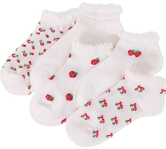 이너피아 화이트 레이스 발목양말 프릴 여름 단목 양말 5켤레