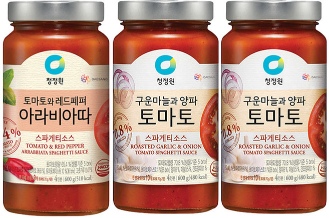 청정원 파스타소스 로제 600g 2개 + 토마토 600g 1개, 1세트