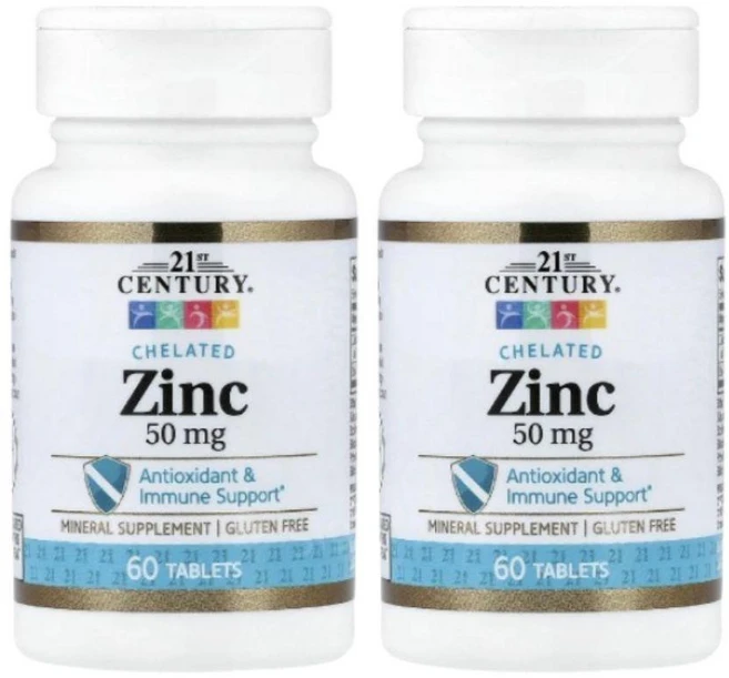 21st 센츄리 킬레이트 아연 50mg 60정, 2개 - 쿠팡