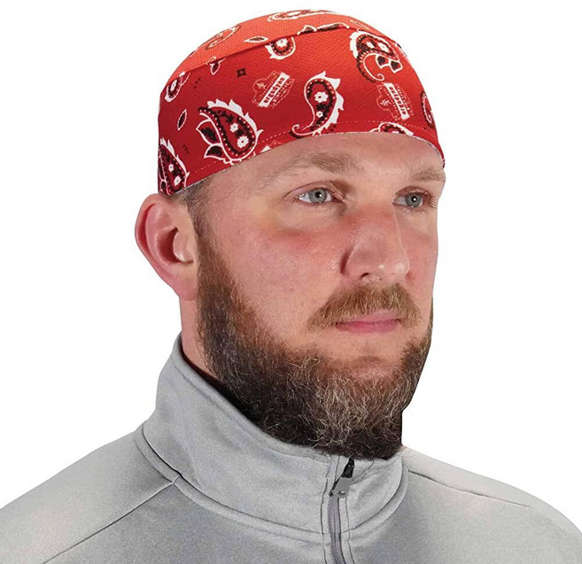 Ergodyne Chill Its 6630 스컬 캡 테리 천 안감 스웨, One Size, Red West