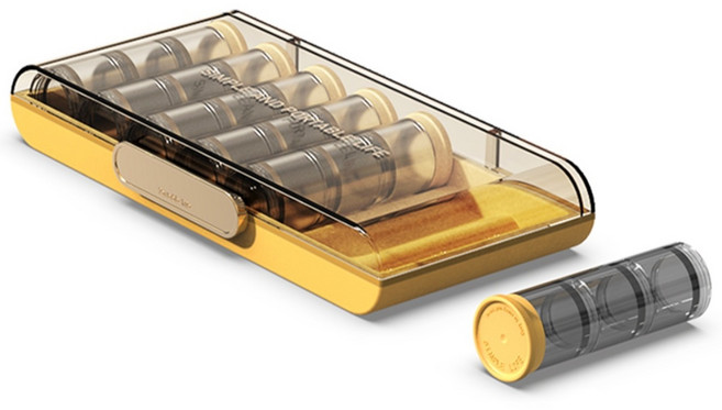 미니플 게이즈 휴대용 요일별 알약 케이스 약통 약케이스 약보관함, 1개, 옐로우 세트