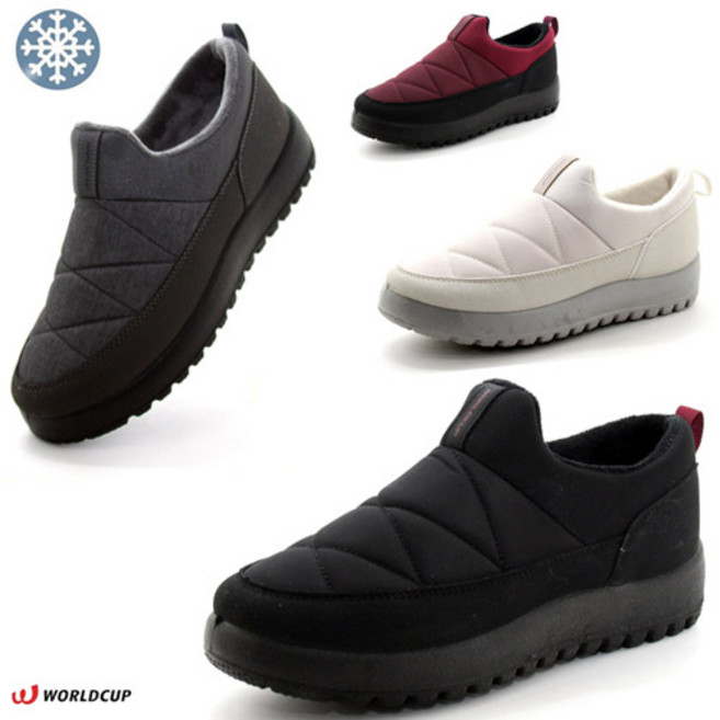 [초경량 방한 생활방수] 안신은듯 가볍고 발볼편한 착화감좋은 남성 여성 따뜻한 겨울 보아털 패딩 키커보이는 스니커즈 신고벗고 편한 슬립온 방한운동화