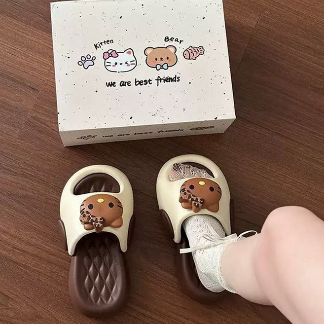 amamh-41 adai-453 여성 여름 캐릭터 슬리퍼 고양이 디자인 푹신한 밑창(하네르 유한회사 Co. Ltd.)커요