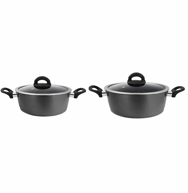 PN풍년 마레 세라믹 IH 인덕션 편수 냄비 양수 냄비 2종 세트, 1세트, 24cm 양수냄비+28cm 양수냄비, 블랙