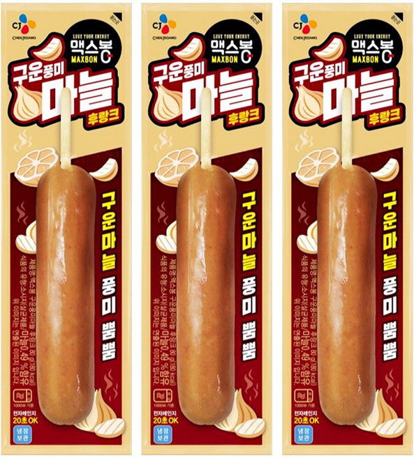CJ제일제당 맥스봉 구운풍미 마늘후랑크, 3개