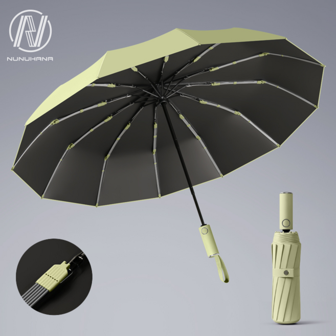 NUNUHANA 원터치 3단 접이식 암막 자동 우산 양산 DM38