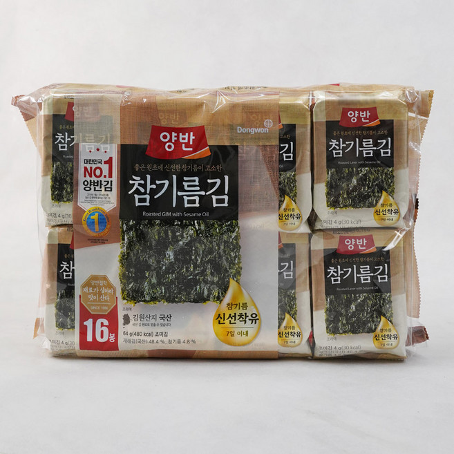 동원 양반 참기름김 16봉, 64g, 2개