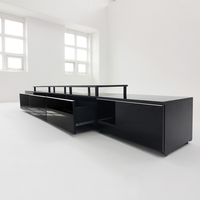 유리포함 3000 TV 거실장 세트, 1단협탁 TV 거실장 세트, 시크 블랙