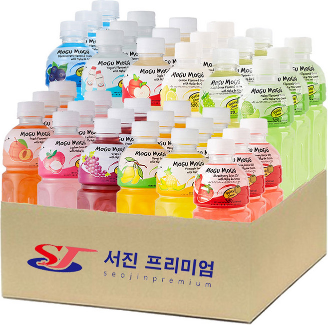 (서진프리미엄) 모구모구 12종혼합(복숭아+리치+망고+포도+블랙커런트+요거트+딸기+파인애플+사과+샤인머스켓+레몬+멜론) 320mlx36ea