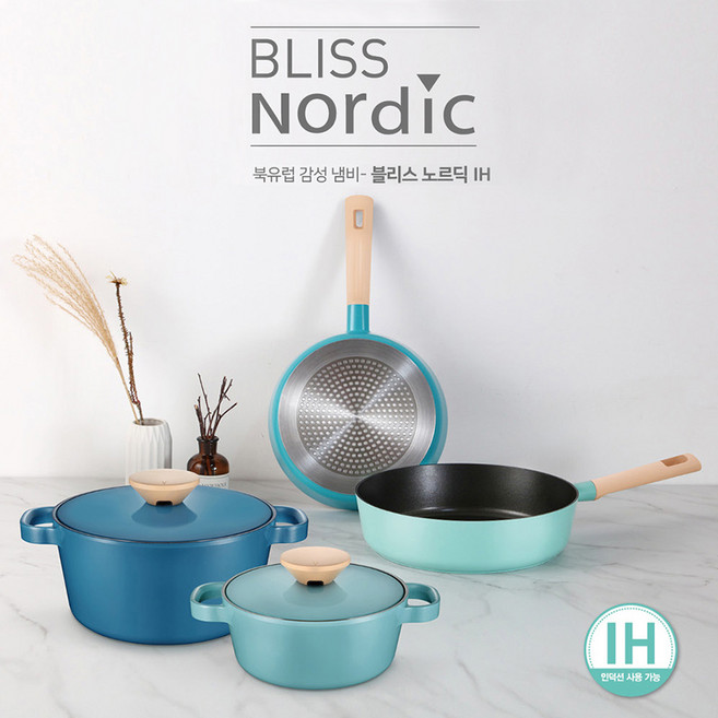 풍년 블리스 노르딕 IH 인덕션 통주물 세라믹코팅 편수 양수 전골냄비 냄비세트 판촉 집들이선물 신혼부부선물 명절선물, 전골24, 1개