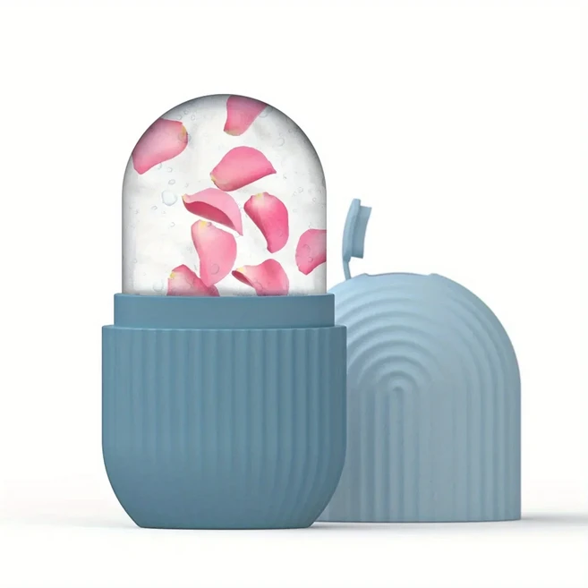 얼굴 및 눈용 아이스 롤러 얼굴 마사지용 실리콘 아이스 몰드 얼굴 미용 붓기 완화 페이셜 마사지 스킨 케, 07 Striated Blue