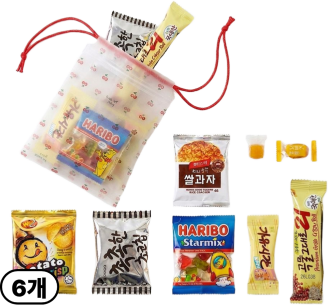 프리미엄 간식 꾸러미 답례품 과자 소포장 알찬구성 구디백, 6개, 8종