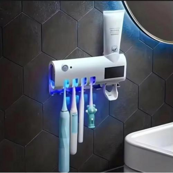 1pc UV 살균 칫솔 홀더 - 위생적인 ​​치과 치료를 위한 UV 살균 기능이 있는 전문 칫솔 주최자, 4)white