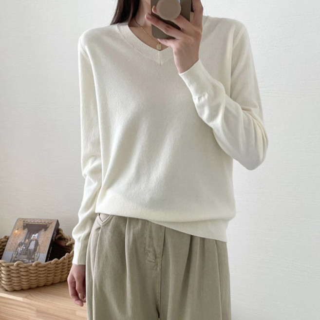 마이쏭 여성 봄니트 기본니트 이너티 로디브이넥니트