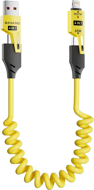 드림에코 스프링 충전케이블 아이폰 및 C타입, 1개, 옐로우, 1.5m