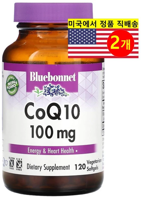 1+1 블루보넷 뉴트리션 코엔자임Q10 100mg 120 소프트젤 비타민E 토코페롤, 120정, 2개 - 쿠팡