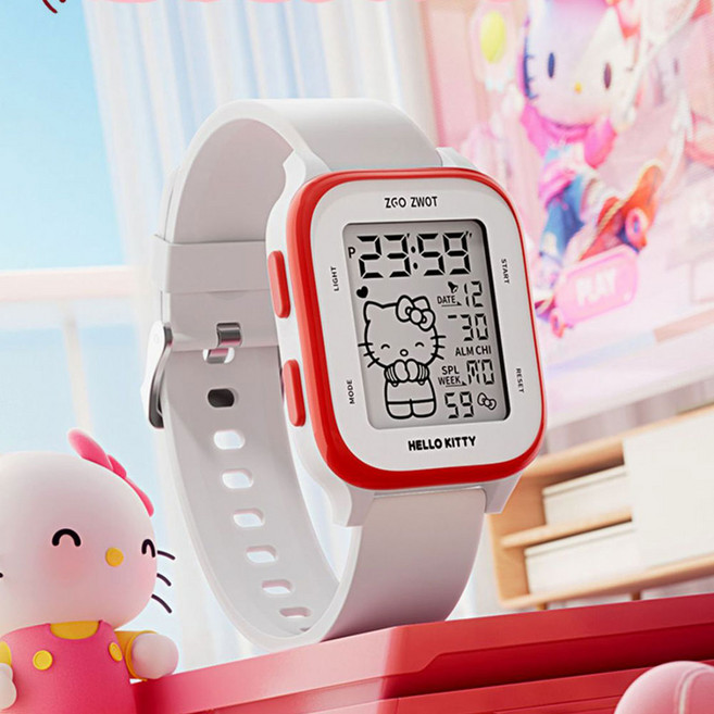 ZGO 헬로키티 스포츠 디지털 전자 손시계 생활방수 백라이트