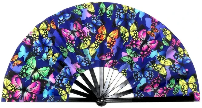 그라디언트 다채로운 반사 접이식 팬 매직 소프트 33cm 대형 천 댄스 사진 쿵푸 소품 디스코 축제, 11 F, 01 빠른