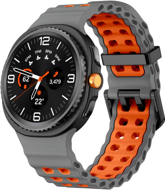 갤럭시워치 8/8클래식 호환 마린 무늬 클래식 스트랩 방수성 스포츠 마린 밴드 40mm 44mm 46mm, 그레이/오렌지