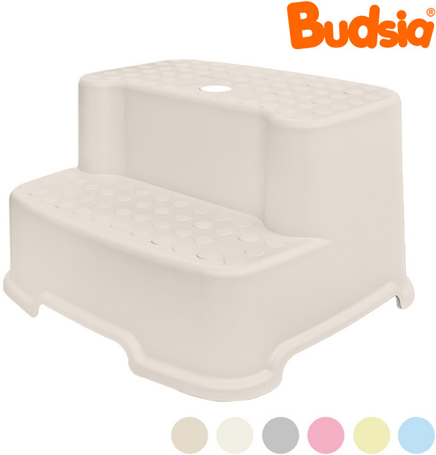 [버드시아] 논슬립 도트형 파스텔 2단 디딤대 2026 New 컬러 라인업, 라떼베이지, 1개