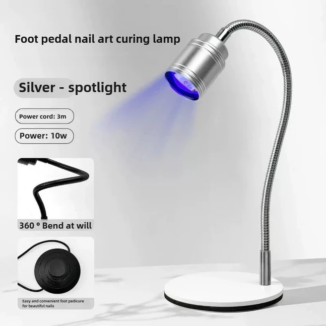 3W/10W 풋 페달 네일 드라이어 라이트 UV 네일 램프 클립형 데스크 USB 젤 네일용 매니큐어 살롱 도구 조절