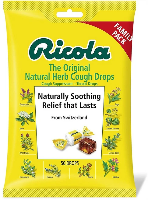 리콜라 오리지널 내추럴 허브 커프 드롭 목캔디 50알 3봉 Ricola Original Natural Herb Cough Suppressant Throat Drops, 3팩 - 쿠팡