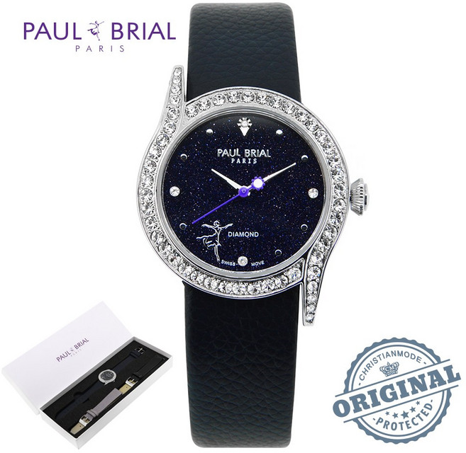 폴브리알 [백화점 정품] 라 로셸 PB8015WBBK 여성 사금석 가죽시계+정품쇼퍼백증정