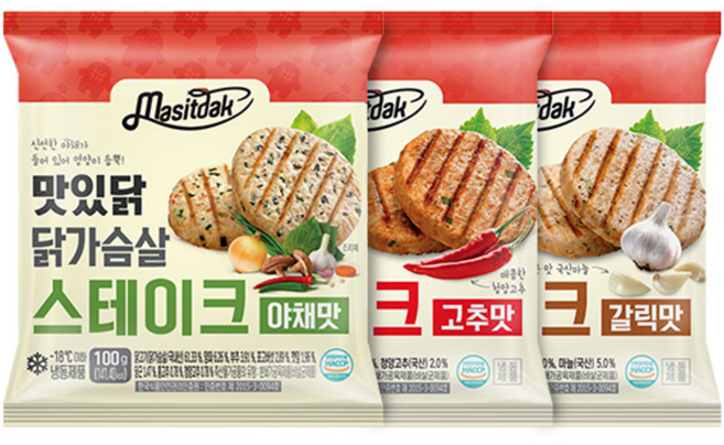 맛있닭 닭가슴살 스테이크 3종 혼합, 30개, 100g
