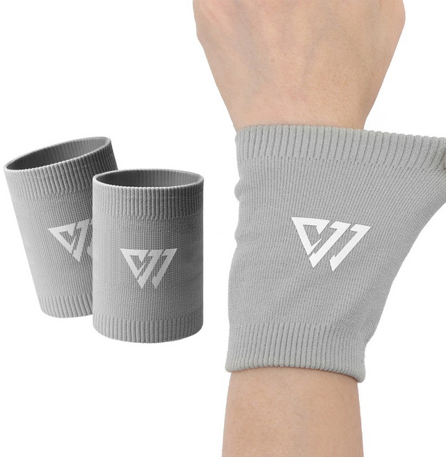 WRELS 가압 니트 스포츠 손목보호대 초경량 흡한 통기성 남녀공용 야외 운동용, 2개, 그레이