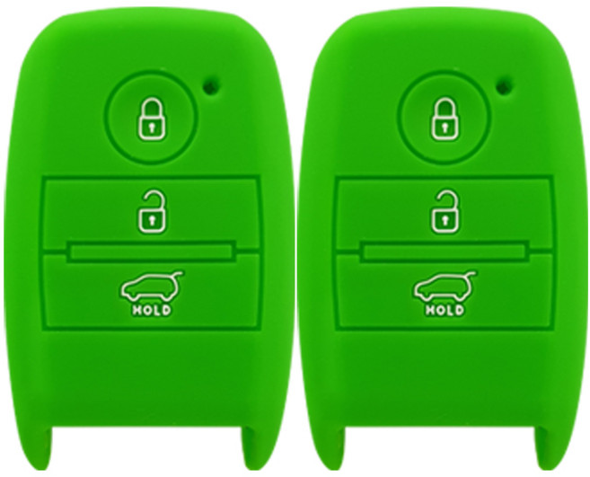 기아 모닝 (2015-2023년형) 호환 3버튼 실리콘 스마트키케이스 1+1, 그린, 2개