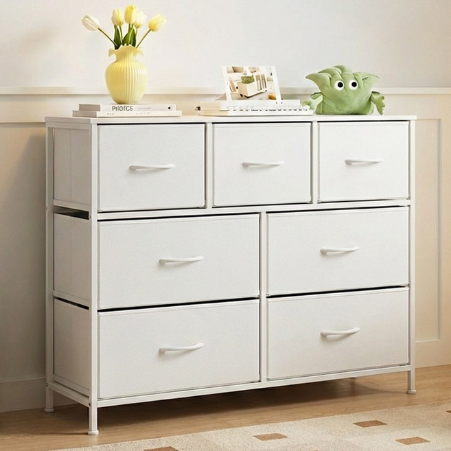 KOTTII 대용량 서랍장 거실 침실 옷정리수납, 7단, 화이트