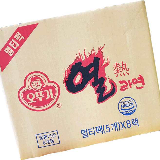 오뚜기 멀티팩 열라면 120g 5개 8팩 업소용 라면, 1개