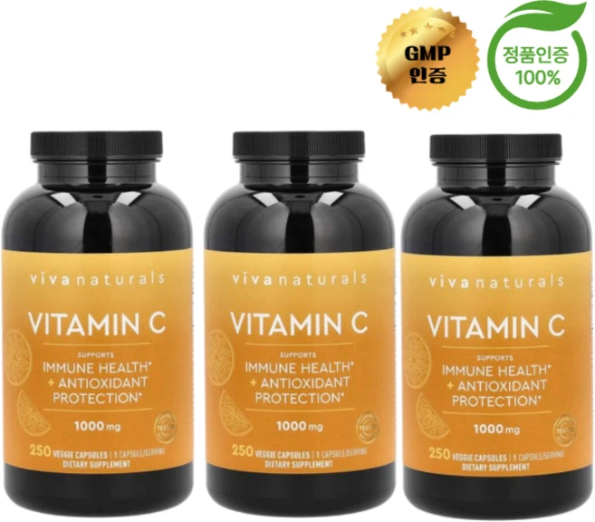 비바 내추럴 3개X 비타민C 1000mg 베지 캡슐 250정, 3개 - 쿠팡
