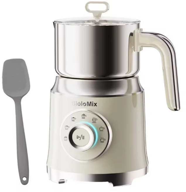 바이오로믹스 대용량 우유 거품기 스티머 600W 고성능 분리형 스테인레스 스틸 용기, 단일 모델