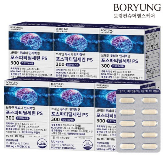보령 브레인 두뇌의 인지력엔 포스파티딜세린 PS 300 30g, 60정, 6개