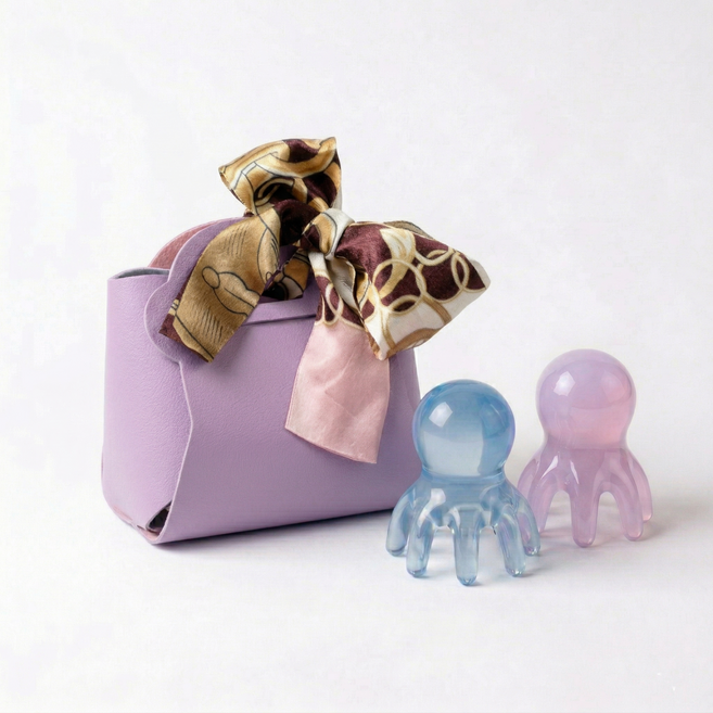 문어 괄사 두피 마사지 고급 명품백 포장, 보라색 명품백 포장, 1세트