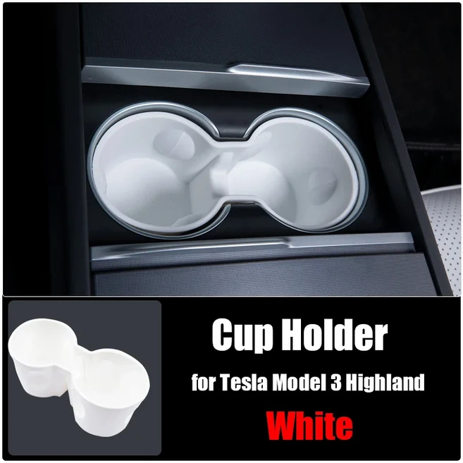 테슬라 모델 3 하이랜드 2024 Y 주니퍼 워터 컵 홀더 자동차 액세서리 콘솔 주최자 보관함, 04 Model 3 white