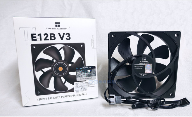 Thermalright 利民(盒裝) 大風量風壓扇 小4Pin 溫控PWM 12CM電腦風扇 CPU散熱器 塔扇, 黑色, 1個, TL-E12B V3