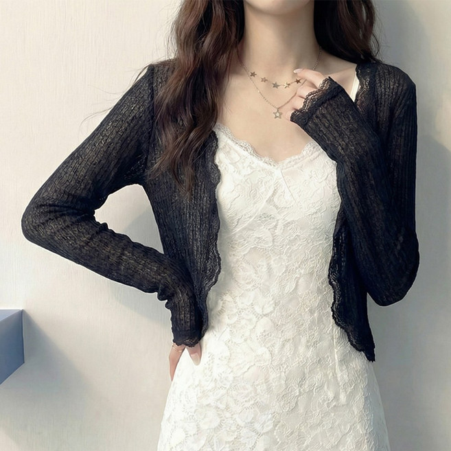 SOSISI 여성 긴팔 가디건 레이스 샬랄라 여름 볼레로 46136
