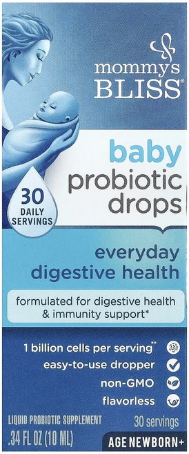 Mommy's Bliss 베이비 프로바이오틱 드롭 매일의 소화 건강 신생아 및 영유아 10ml(0.34fl oz), MommysBliss베이비프로바이오틱드롭매일의소화건강신, 1개, 10ml - 쿠팡