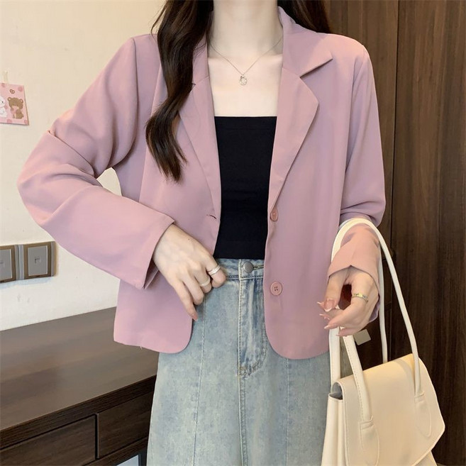 韓版chic翻領氣質時尚短款西裝外套女