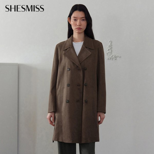 쉬즈미스 [블랙라벨] 벨티드 더블 버튼 하프 코트_SWWBYQ14010_BR