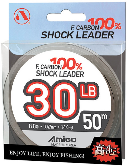 아미고 F.카본 쇼크리더 50m 3호 클리어 바다목줄 원줄 카본줄, 6호