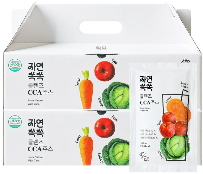 클렌즈 CCA주스 사과 당근 양배추 갈아넣은 주스, 60개, 100ml - 쿠팡