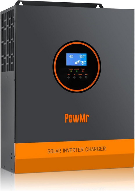 PowMr 3000W 태양광 인버터 24V 110120Vac 퓨어 사인파 파워 3000와트 Max.PV 입력 4000W 450V 13A 내장 80A MPPT 컨트롤러 및 납축 리튬, 3000W-24V-110 to