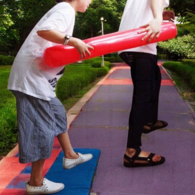 대형 바톤 체육대회 릴레이 달리기 단체 놀이 도구 운동 게임, 1개, 빨강-노랑-초록-파랑세트