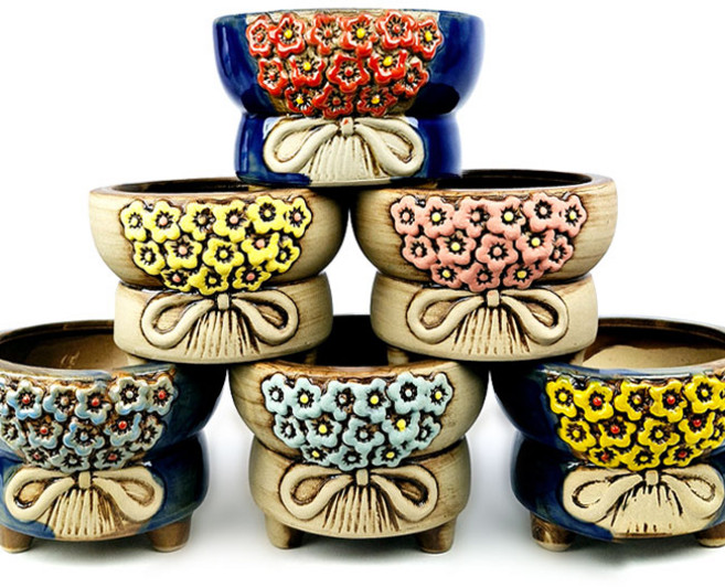 무배 행복한꽃그릇 또또3번 6종세트 소형 다육이화분 분갈이흙, 지정컬러, 6개