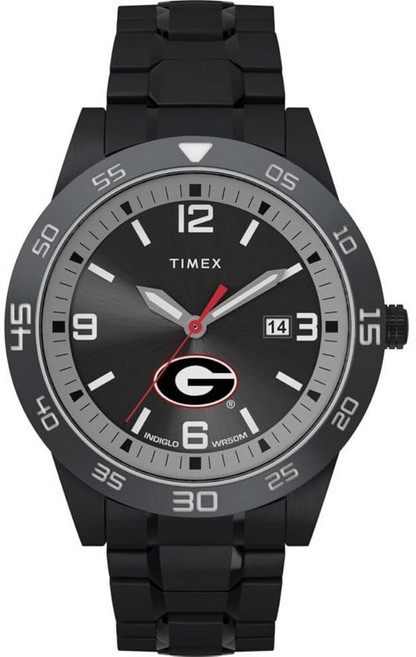 Timex Tribute 남성용 Acclaim 42mm 쿼츠 시계 스테인리스 스틸 스트랩 포함 Kansas Jayhawks